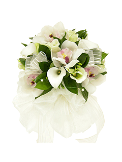 Букет невесты из орхидей, калл и фрезий круглый №51