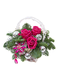 Новогодняя композиция с восковыми розами «Леди Винтер»