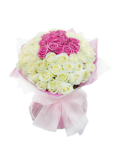 Букет из белых и розовых роз «Взаимная любовь»