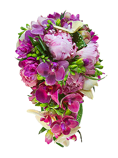 Букет невесты каскадный из орхидей и пионов №39