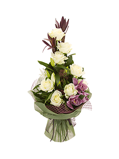 Траурный букет из роз, орхидей и лилий №12
