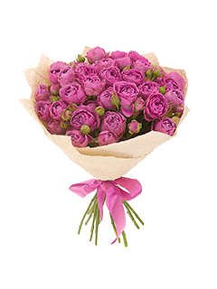 Букет из розово-сиреневых пионовидных кустовых роз