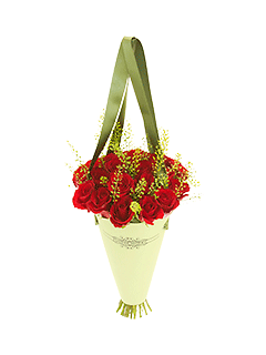 Букет из красных роз в конусе «Ребекка»