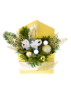 Новогодняя композиция с еловыми ветками «Тепло свечи»