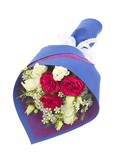 Букет из роз и лизиантусов «Вишни в цвету»