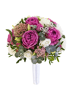 Букет невесты из роз и лизиантусов круглый №127