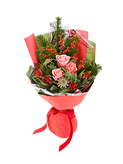 Букет из тюльпанов и роз «Январский праздник»