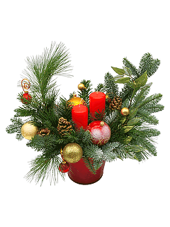 Новогодняя композиция из еловых веток в шляпной коробке «Рождественское застолье»