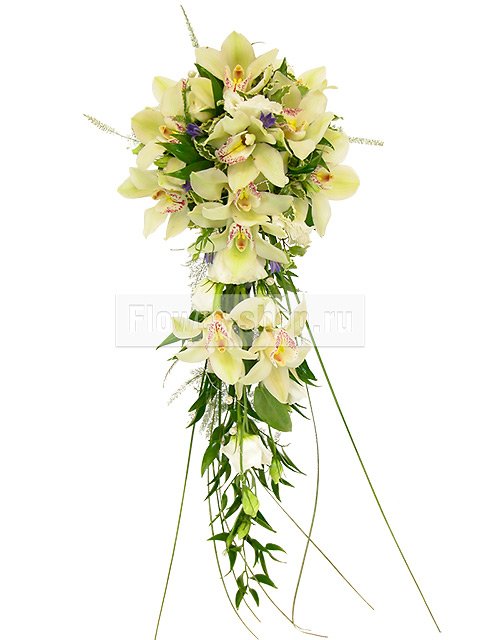 Букет невесты каскадный из орхидей №17