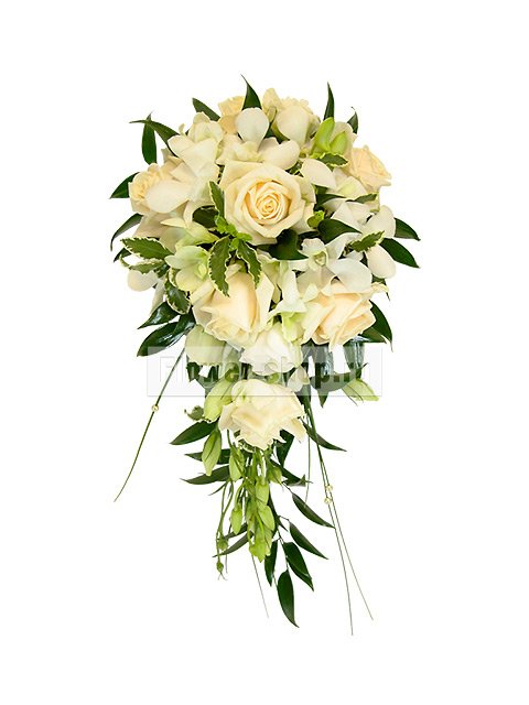 Каскадный букет невесты из роз