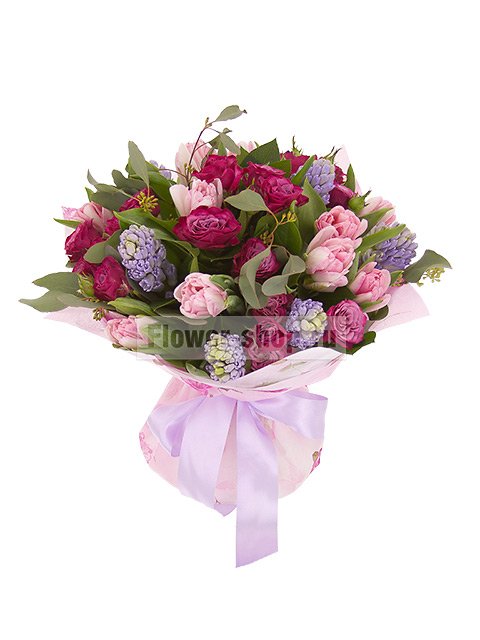Букет из роз, тюльпанов и гиацинтов «Утопия»