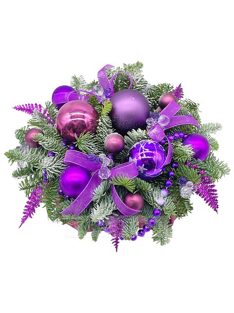 Новогодняя композиция с шарами «Пурпур»