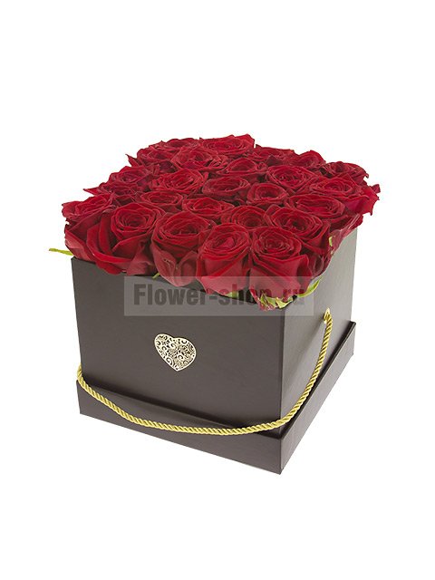 Розы в квадратной коробке «Любовный кодекс»