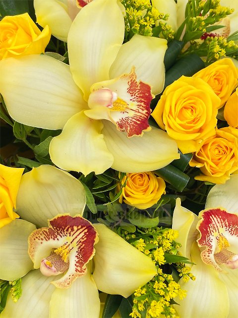 Букет из желтых орхидей и роз «Злата»