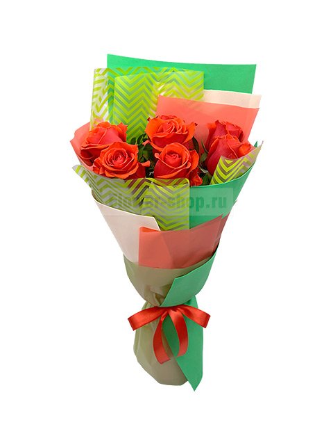 Букет из 7 алых эквадорских роз