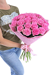 Букеты из 25 розовых роз