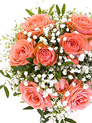 Недорогие свадебные букеты из роз с открытыми ножками