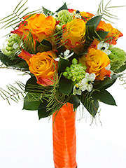 Свадебные букеты из оранжевых роз