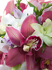 Свадебные букеты из орхидей в портбукетнице