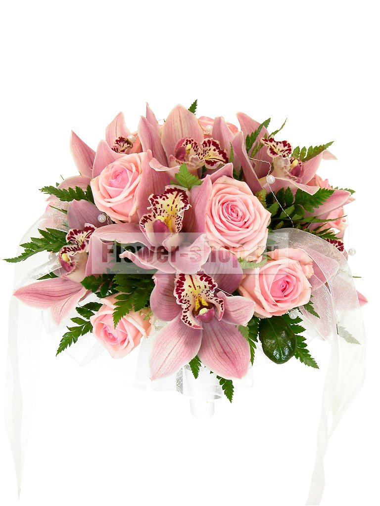 Букет невесты из роз и орхидей «Симона»