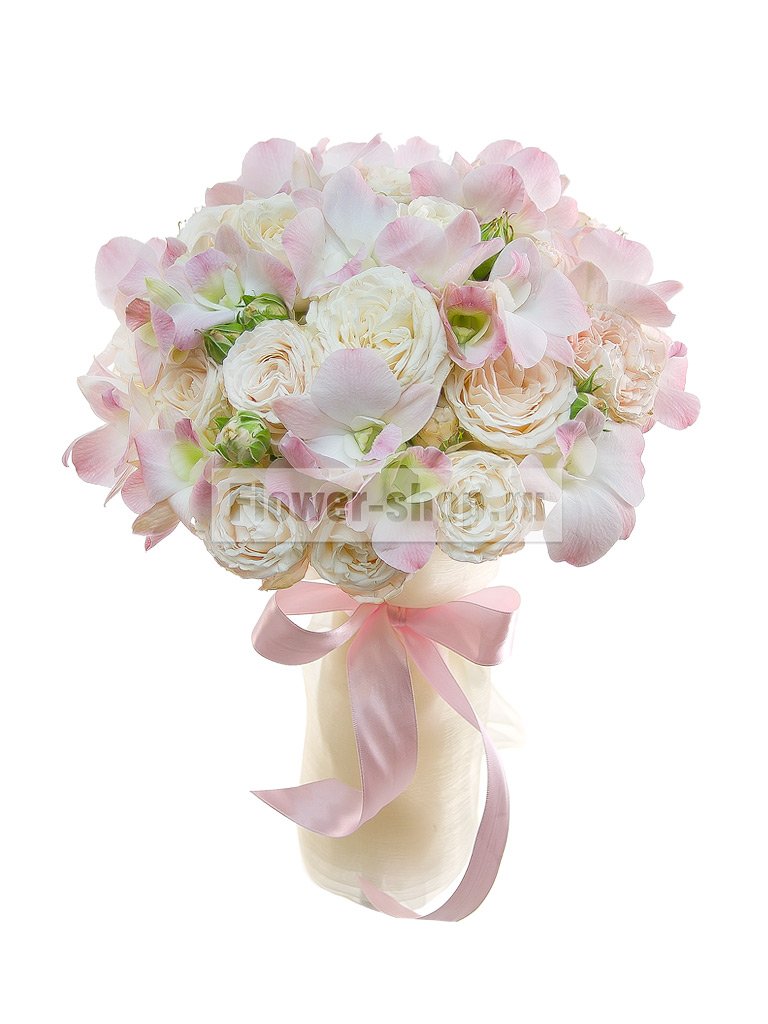 Букет невесты открытый из роз и орхидей №84
