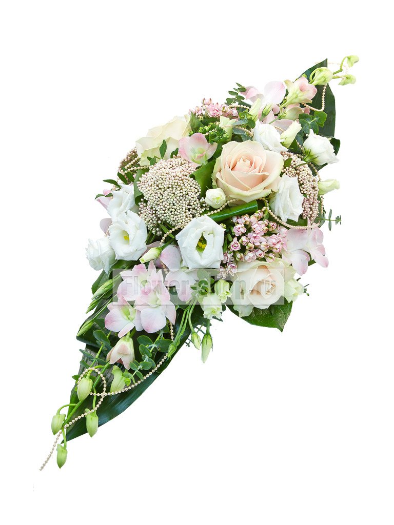 Композиция для свадебного стола из роз, орхидей и эустом №63