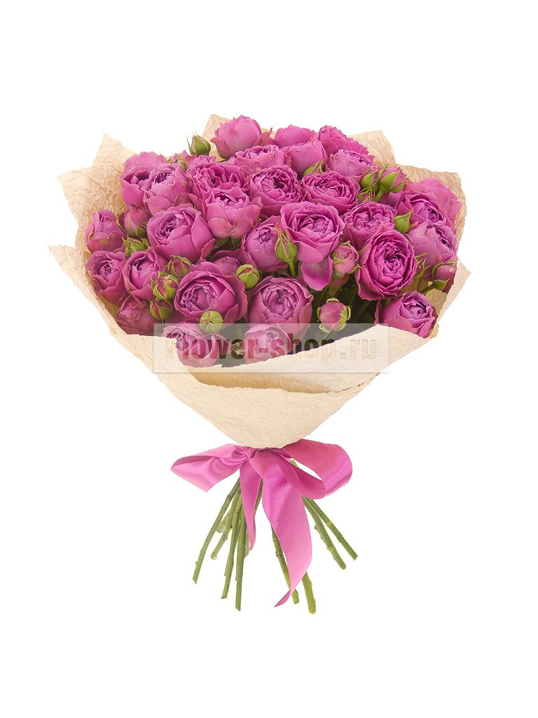 Букет из розово-сиреневых пионовидных кустовых роз