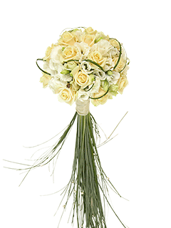 Букет невесты круглый из роз и лизиантусов №57