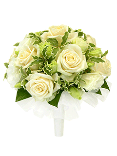 Букет невесты круглый из роз и эустом №59