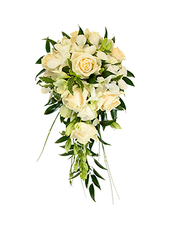 Букет невесты каскадный из роз и орхидей №22
