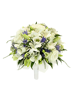 Букет невесты круглый из орхидей и лизиантусов №60
