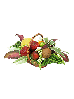 Корзина с цветами и фруктами «Запретный плод»