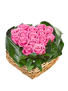 Корзина из розовых роз «Сердцебиение»