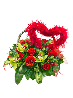 Корзина из роз и орхидей «Безмерная любовь»