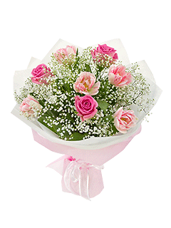 Букет из роз и тюльпанов «Воздушный поцелуй»