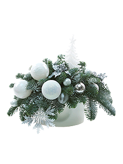 Новогодняя композиция в керамической вазе с еловыми ветками «Заснеженный лес»