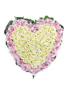 Композиция из роз и орхидей «Сердце для любимой»