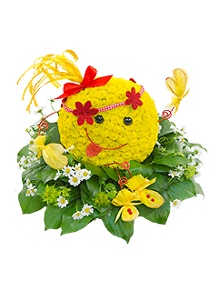 Цветочная фигурка из кустовых хризантем «Смайл»