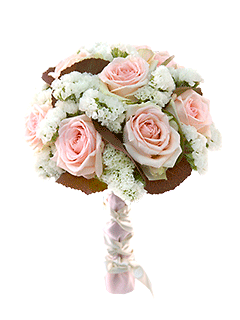 Букет невесты открытый из роз и статицы №60