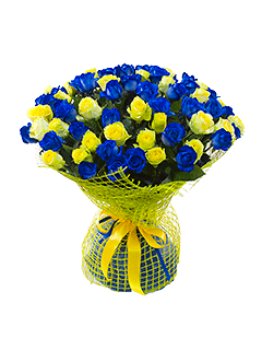 Букет из синих и желтых роз «Лазурный берег»