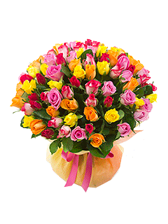Букет из разноцветных роз Акуна Матата «Радуга эмоций»