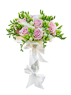Букет невесты открытый из роз и фрезий №76