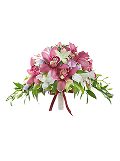 Букет невесты каскадный из орхидей и фрезий №35