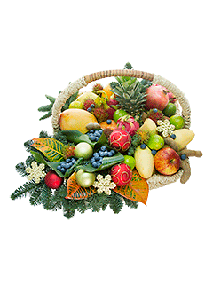 Новогодняя композиция с фруктами и еловыми ветками «Новый год на Самуи»