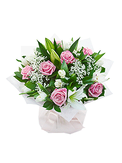 Букет из роз, лилий и тюльпанов «Восторженный взгляд»