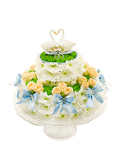 Композиция из хризантем «Торт на свадьбу»