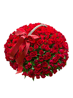 Корзина красных роз «Оттенки страсти»