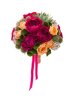 Букет невесты круглый из роз и озотамнусов «Шанталь»