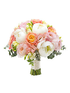 Букет невесты из пионов, роз и эустом открытый №127