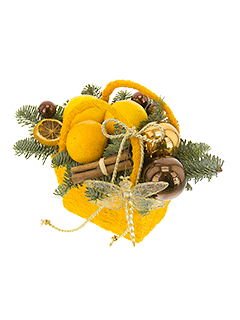 Новогодняя композиция в корзинке «Запах мандаринов»